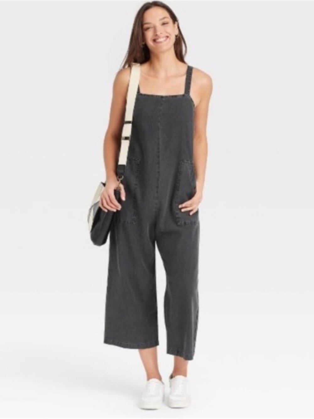 Universal Thread | Utility Washed Black Harlem Style Cropped Jumpsuit | Medium
